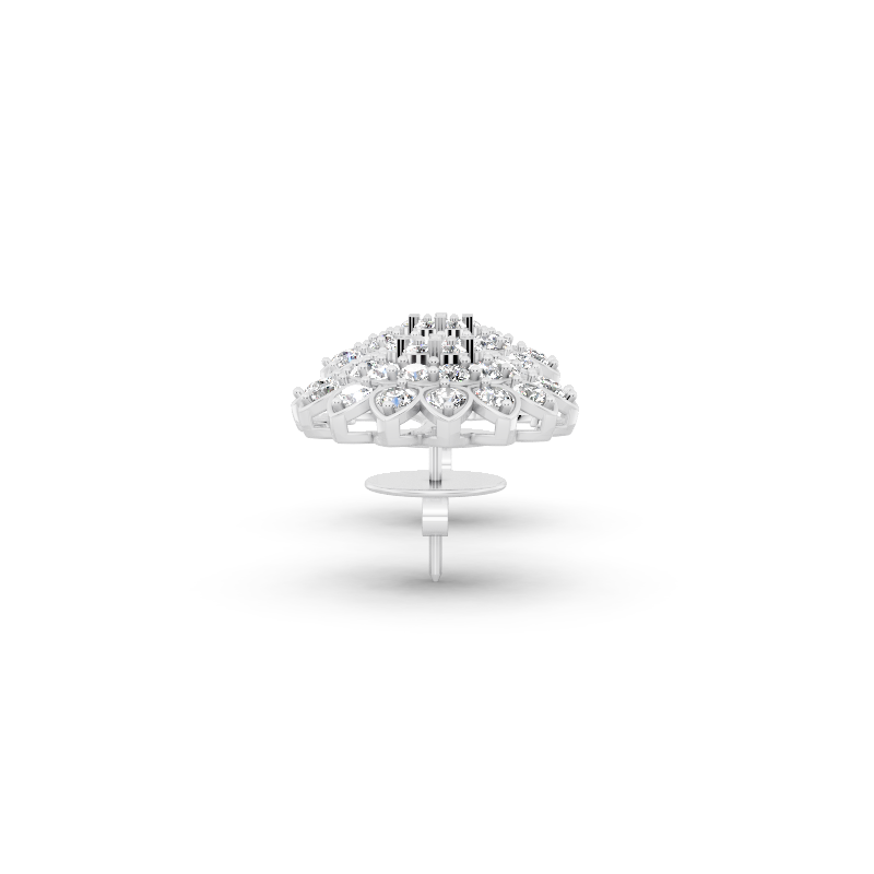 Marielle Floral Rosette Stud Earrings with Round Brilliant Lab Created Diamond