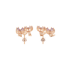Luxury-Inspired Golden Floral Cluster Earrings with Pink Pear Shaped Lab Created Diamond by Lume Jewels