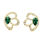 Elysian Green Pear Cut Halo Lab Grown Diamond Earrings in 10 or 14 or 18K Gold