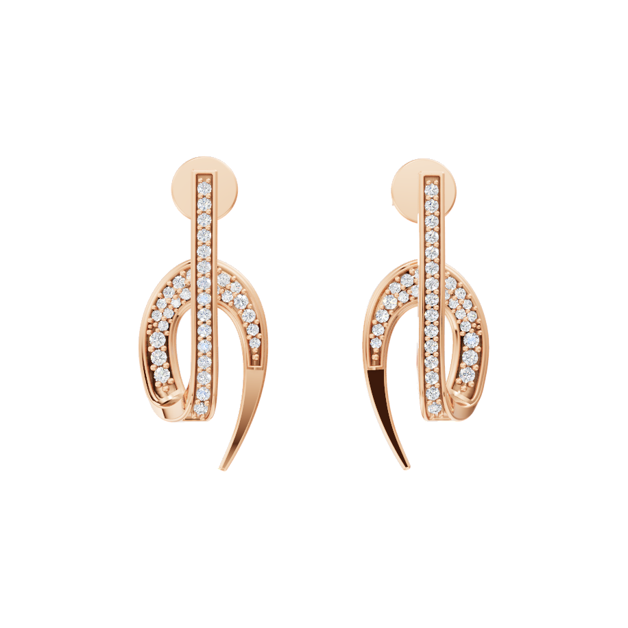 Elegant Crescent Stud Drop Lab Grown Diamond Earrings with Pavé-Style Sparkle for Women