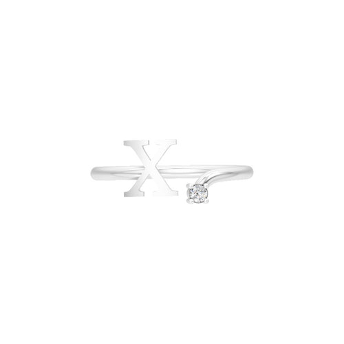 Diamond Initial X Open Ring