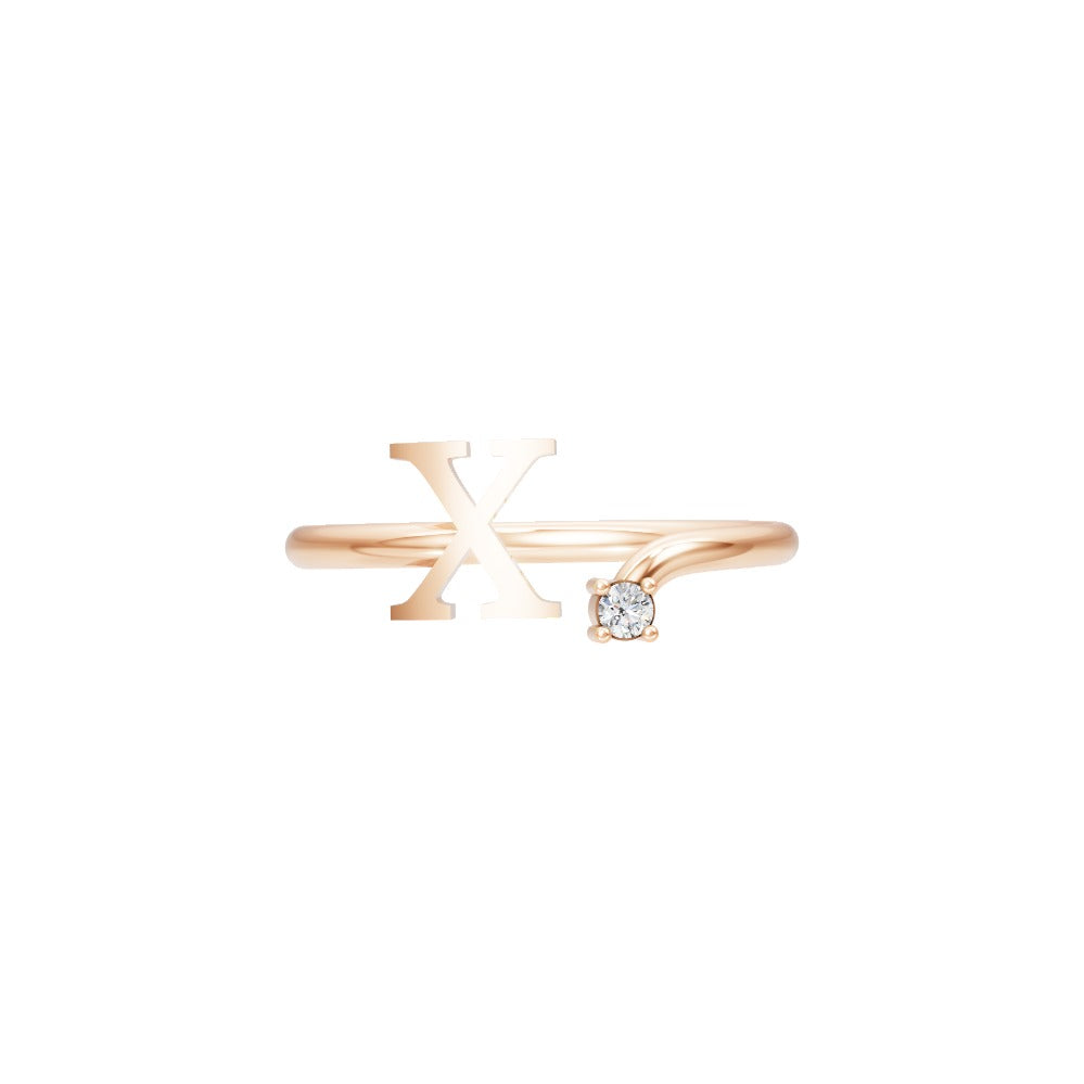 Diamond Initial X Open Ring