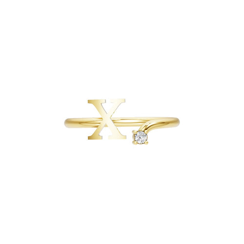 Diamond Initial X Open Ring