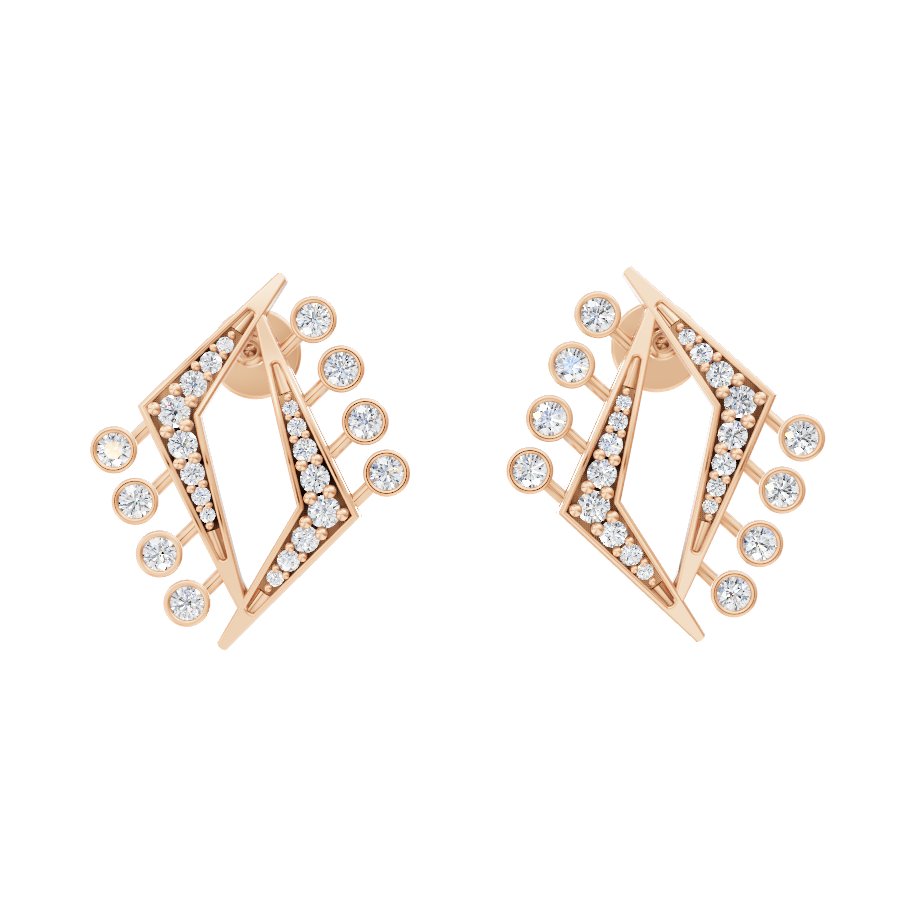 Roselle Geometric Lab Grown Diamond-Frame Earrings in Rose or White or Gold