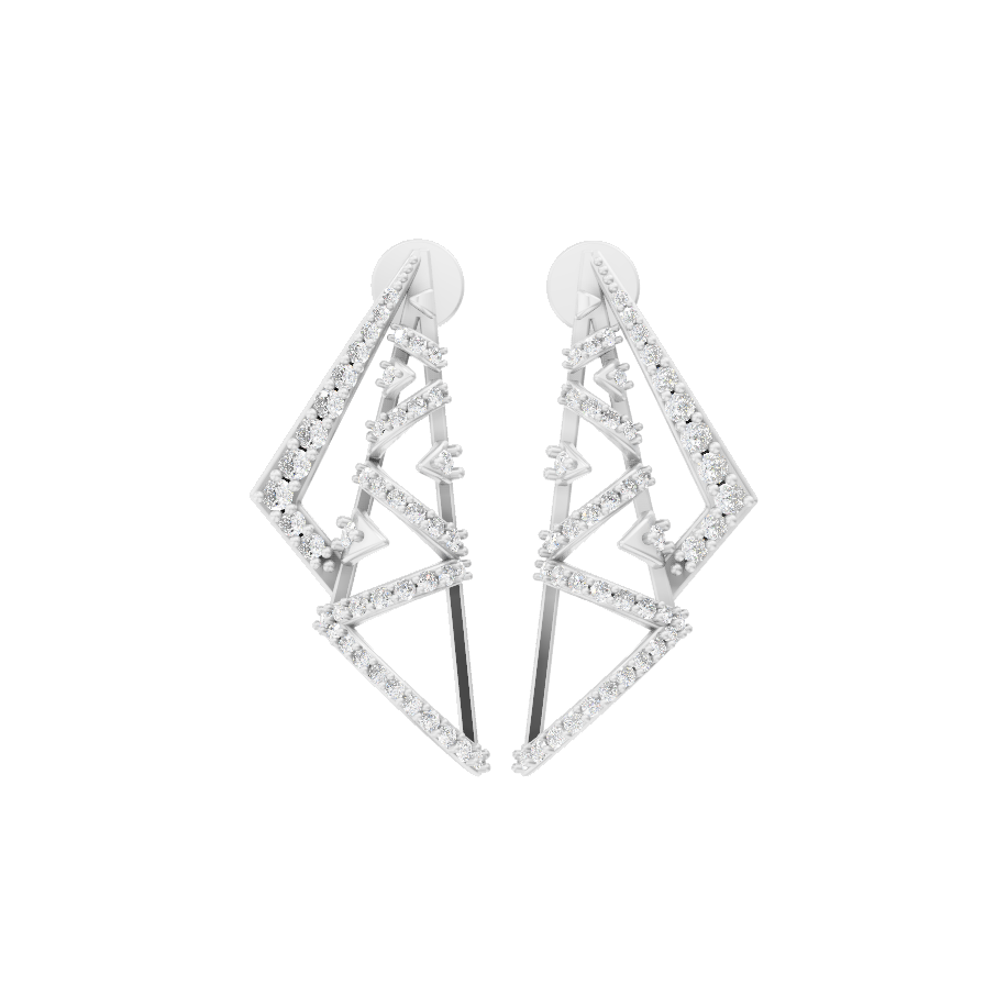 Astra Geometric Pavé Arc Earrings in White or Rose or Gold Tone with Brilliant Lab Grown Diamond