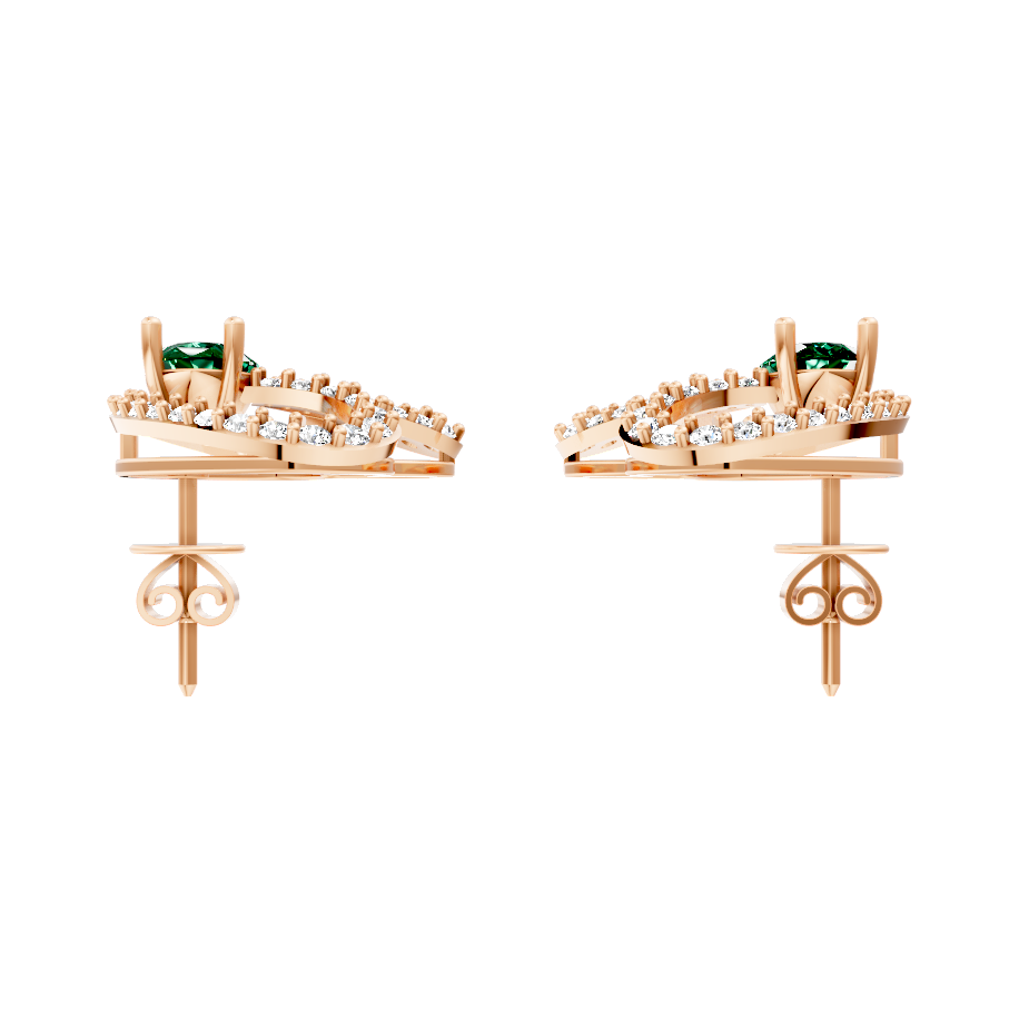 Elysian Green Pear Cut Halo Lab Grown Diamond Earrings in 10 or 14 or 18K Gold
