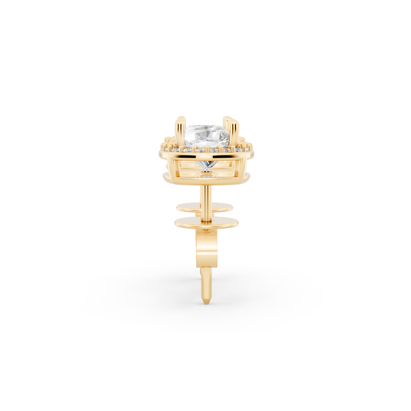 Aurielle Round Brilliant Lab Grown Diamond Halo Stud Earrings in Gold