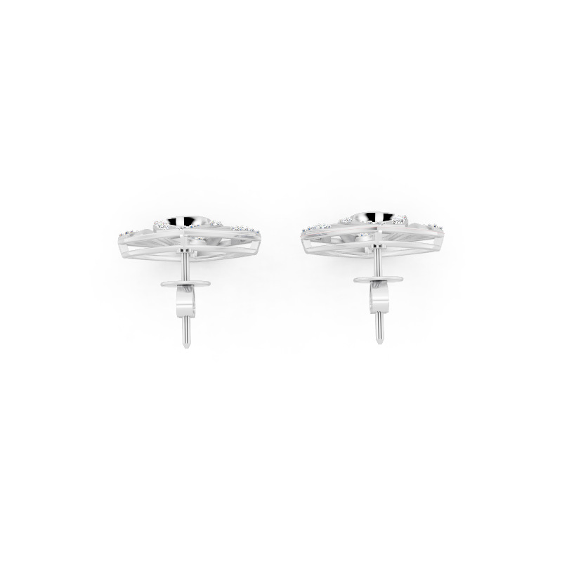 Elegant Kite Stud Earrings with Round Brilliant-Style Lab Created Diamond Accents for Women