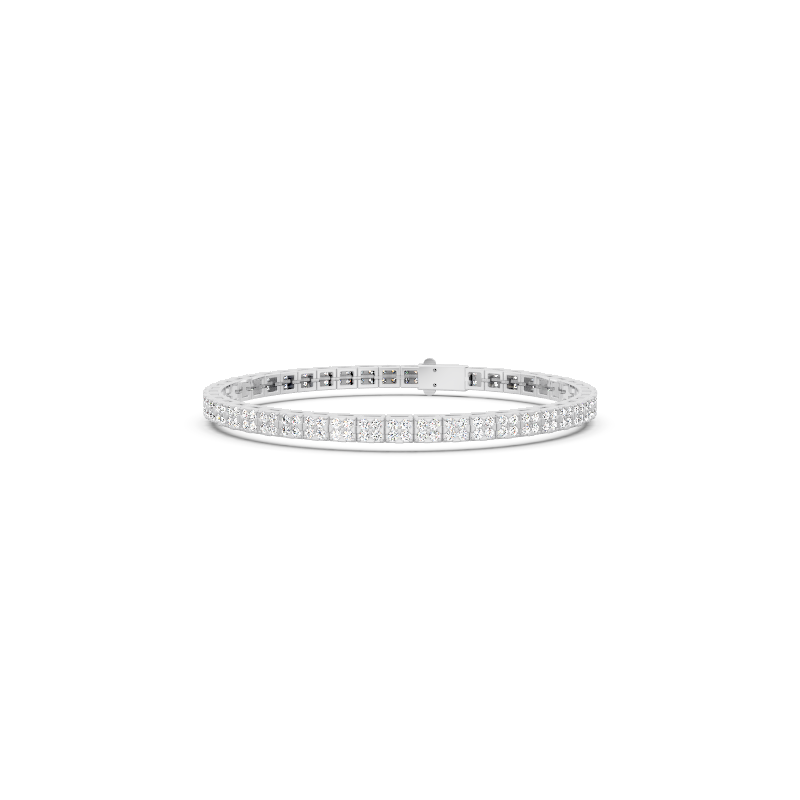 Minimalist Gold Tone Round Brilliant Lab Created Diamond Bracelet for Special Occasion Wear