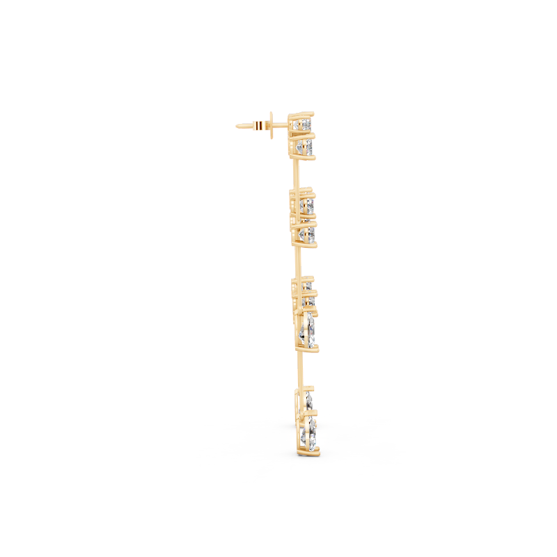 Fancy Long Statement Drop Earrings for Women with Lab Grown Diamond Station Design