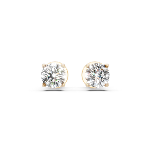 Classic Round Solitaire Lab Grown Diamond Stud Earrings for Women