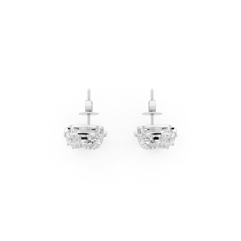 Premium Leaf Drop Stud Marquise Cut Lab Created Diamond Earrings with Pave-Style Sparkle Accents