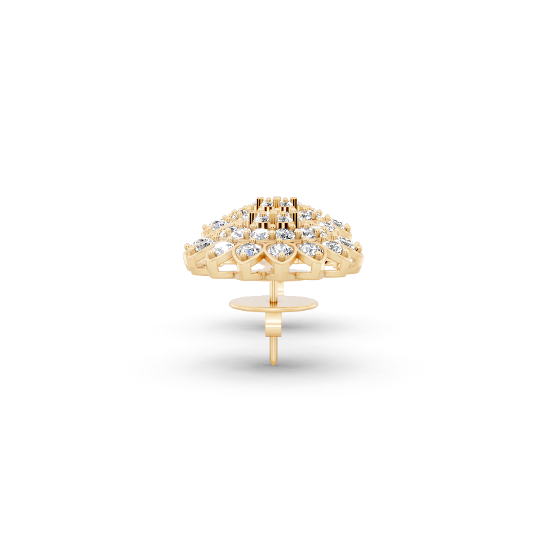 Marielle Floral Rosette Stud Earrings with Round Brilliant Lab Created Diamond