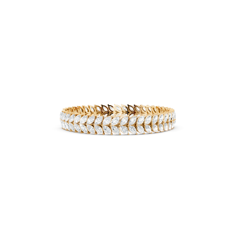 Golden Laurel Double Marquise Cut Lab Grown Diamond Bracelet in Gold