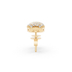 Premium Gold Pave Cluster Button Stud Earrings for Women with Round Brilliant Lab Grown Diamond