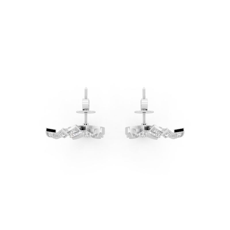 Sparkling Aurelia Fanlight Marquise Stud Lab Created Diamond Earrings in Gold with Pave Setting