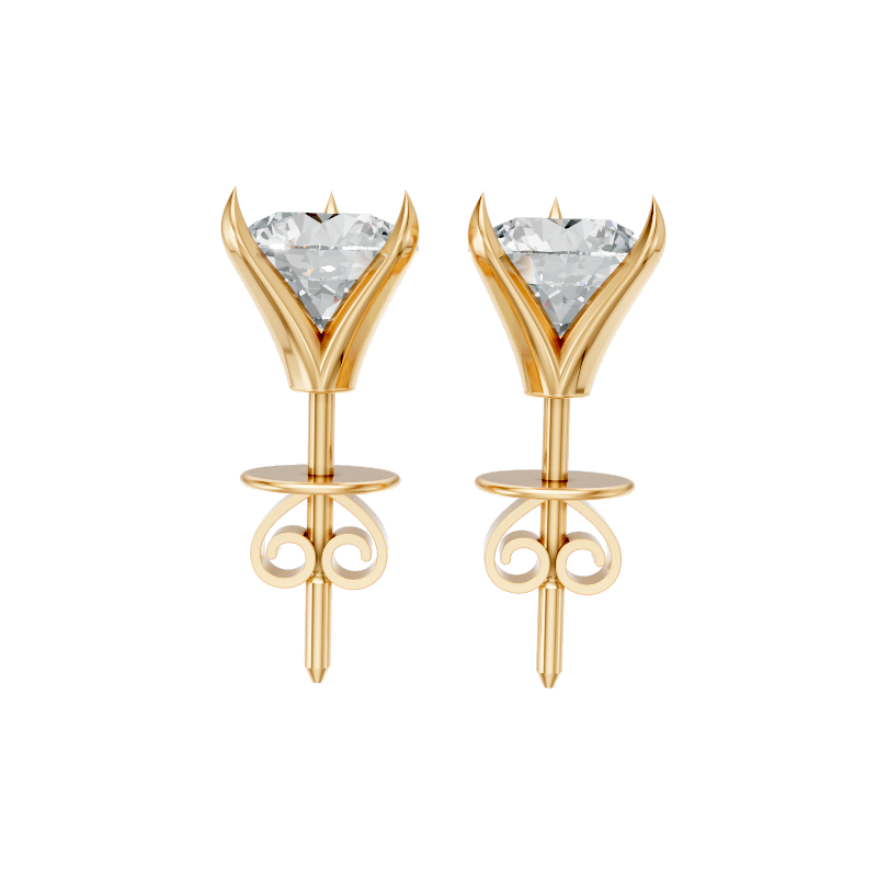 Simple Round Cut Lab Grown Diamond Solitaire Stud Earrings for Women