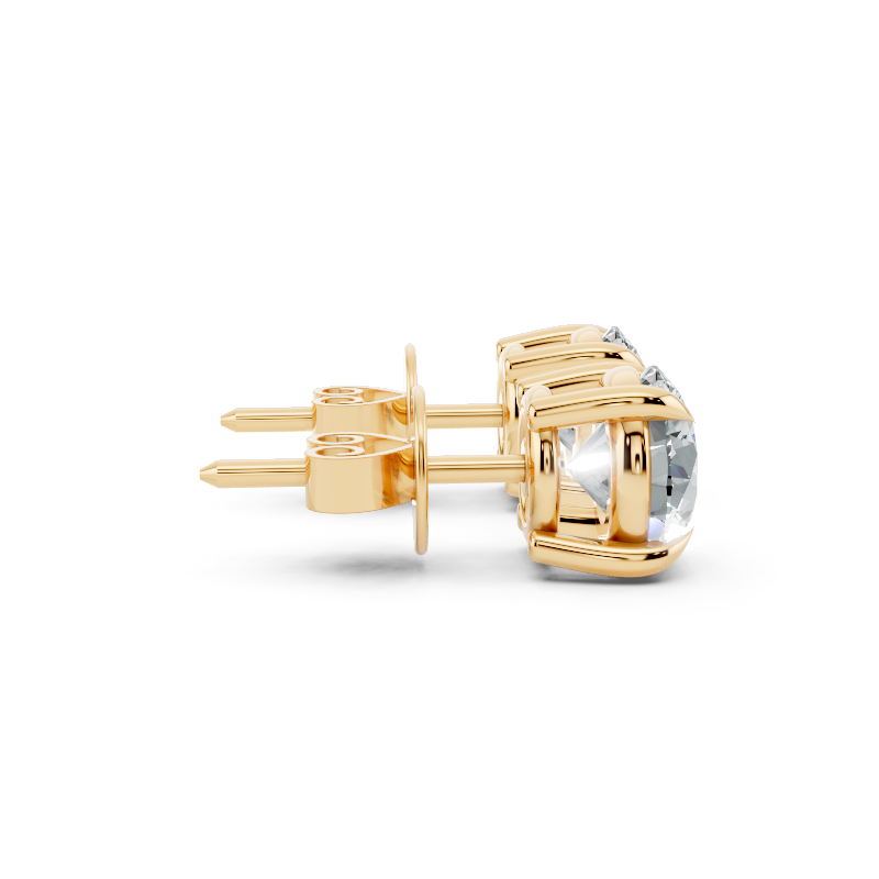 Classic Gold Solitaire Round Cut Lab Created Diamond Stud Earrings for Her