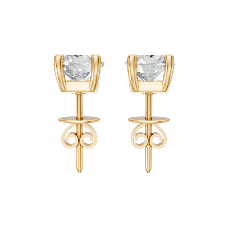 Aurielle Round Brilliant Diamond Solitaire Stud Earrings in 10 or 14 or 18K Gold