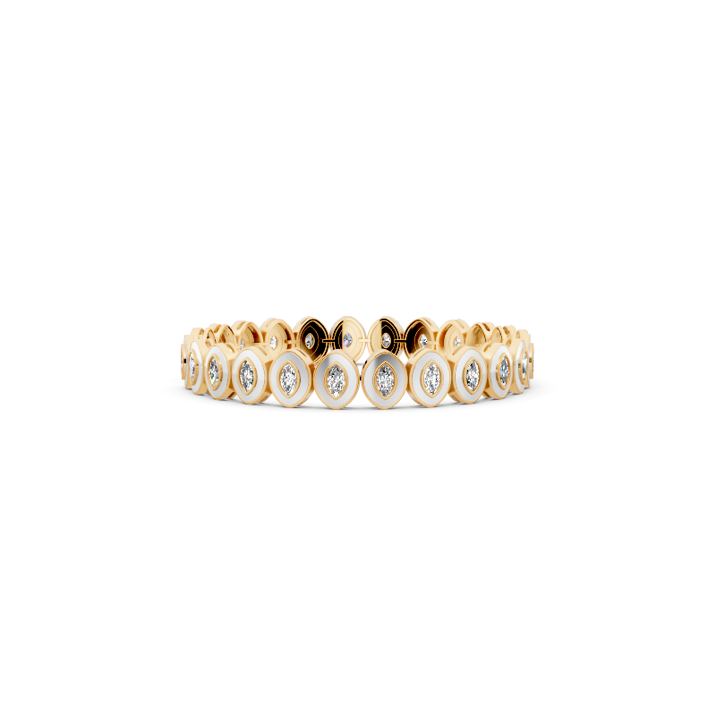 Golden Aura Oval Halo Bezel Lab Grown Diamond Bracelet in 10 or 14 or 18K Gold