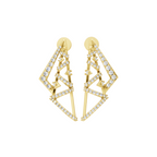 Astra Geometric Pavé Arc Earrings in White or Rose or Gold Tone with Brilliant Lab Grown Diamond