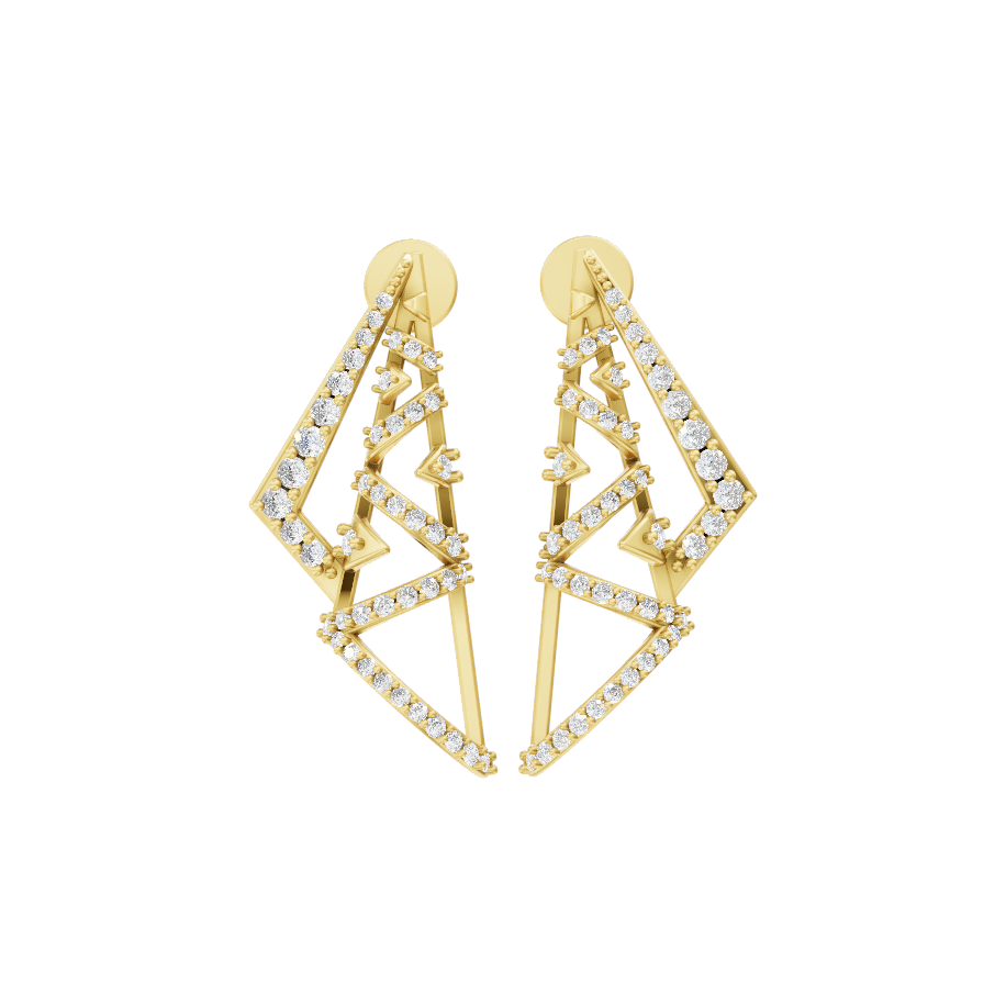 Astra Geometric Pavé Arc Earrings in White or Rose or Gold Tone with Brilliant Lab Grown Diamond