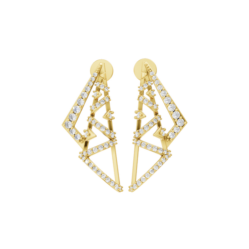 Astra Geometric Pavé Arc Earrings in White or Rose or Gold Tone with Brilliant Lab Grown Diamond