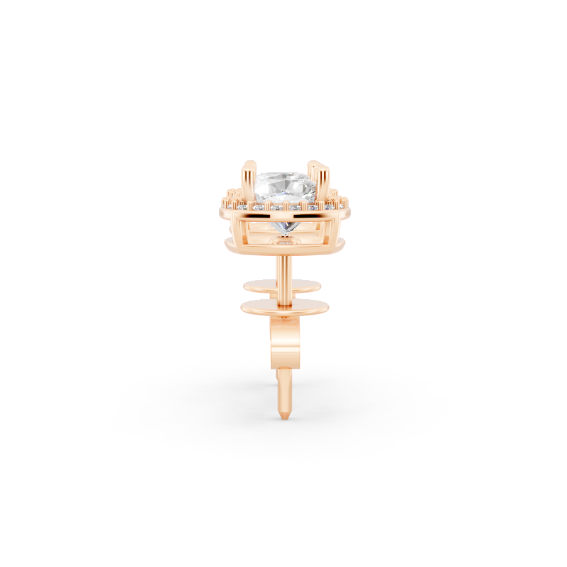Aurielle Round Brilliant Lab Grown Diamond Halo Stud Earrings in Gold