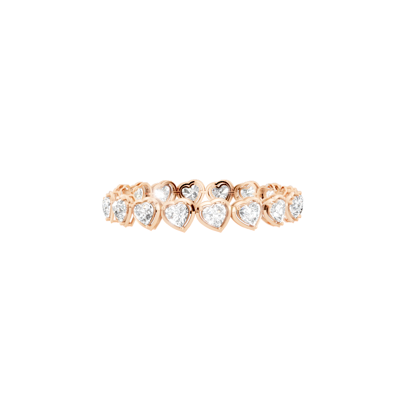 Romantic White or Rose or Gold Heart Lab Created Diamond Bracelet for Proposal Gift