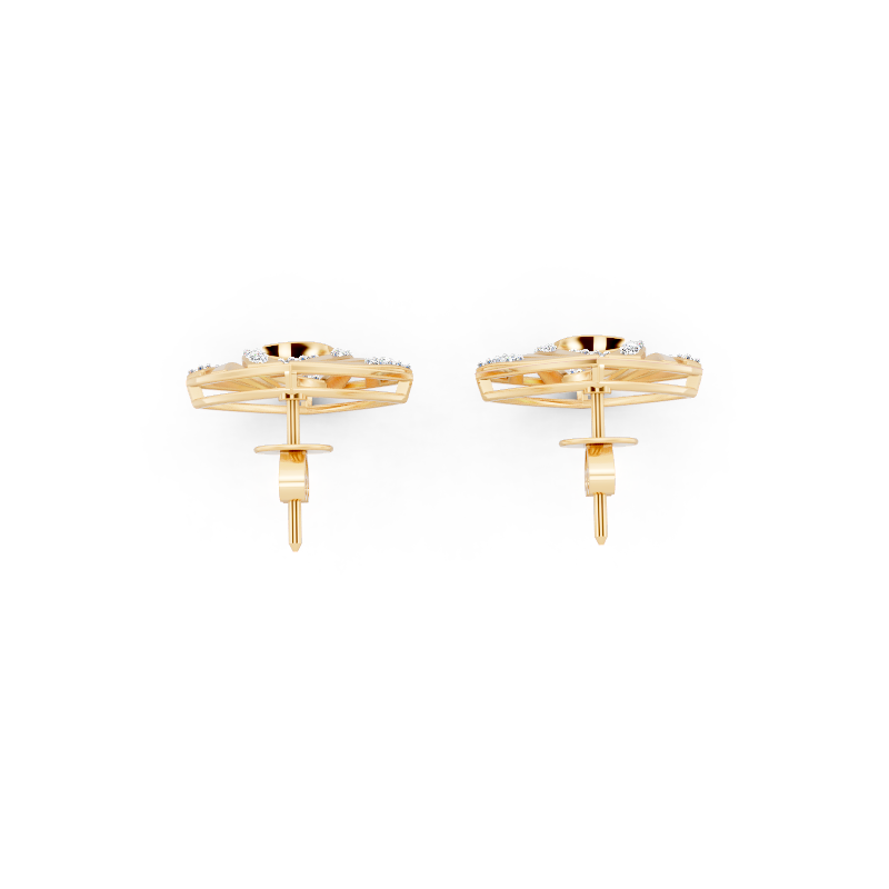 Elegant Kite Stud Earrings with Round Brilliant-Style Lab Created Diamond Accents for Women