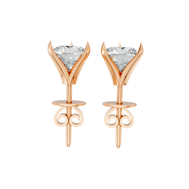 Simple Round Cut Lab Grown Diamond Solitaire Stud Earrings for Women