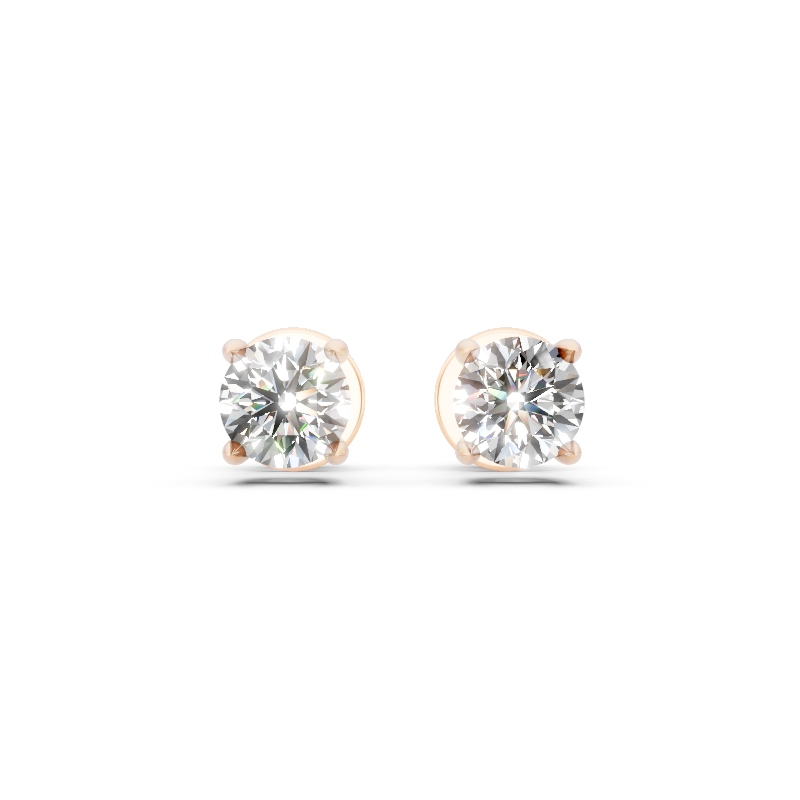 Classic Round Solitaire Lab Grown Diamond Stud Earrings for Women