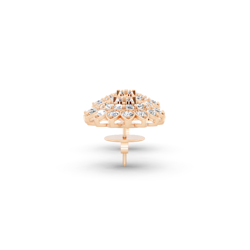 Marielle Floral Rosette Stud Earrings with Round Brilliant Lab Created Diamond