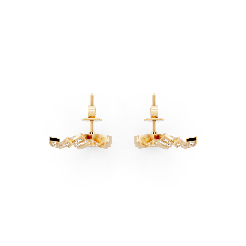 Sparkling Aurelia Fanlight Marquise Stud Lab Created Diamond Earrings in Gold with Pave Setting