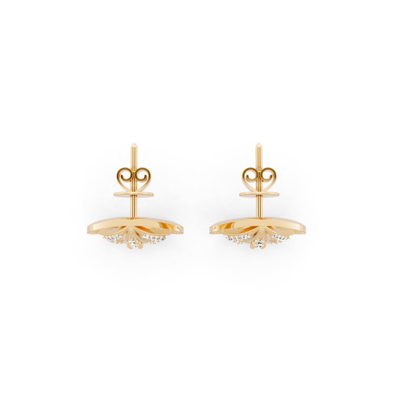 Seraphina Teardrop Filigree Stud Earrings with Round Brilliant Lab Created Diamond