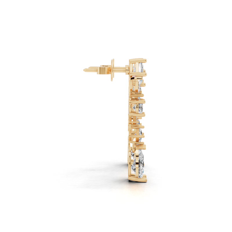 Modern Luxury Mixed-Cut Drop Lab Grown Diamond Earrings in White or Rose or Gold