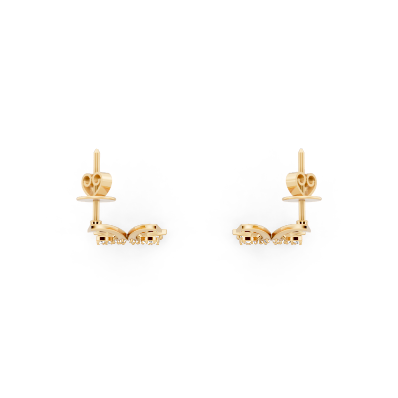 Aurelia Prism Kite Stud Earrings in Gold with Round Brilliant Lab Grown Diamonds