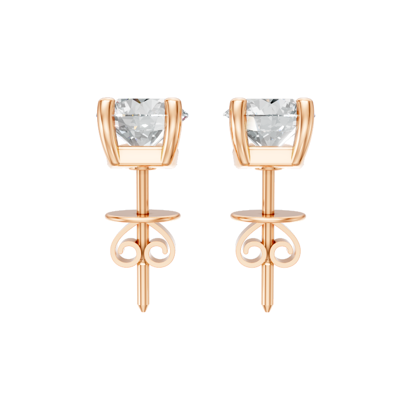 Aurielle Round Brilliant Diamond Solitaire Stud Earrings in 10 or 14 or 18K Gold