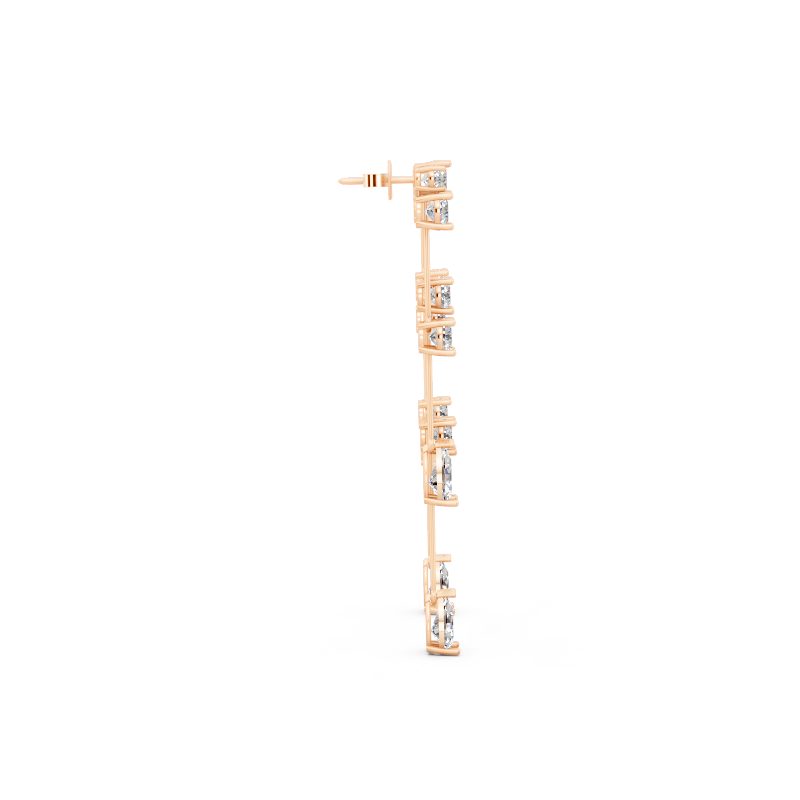Fancy Long Statement Drop Earrings for Women with Lab Grown Diamond Station Design