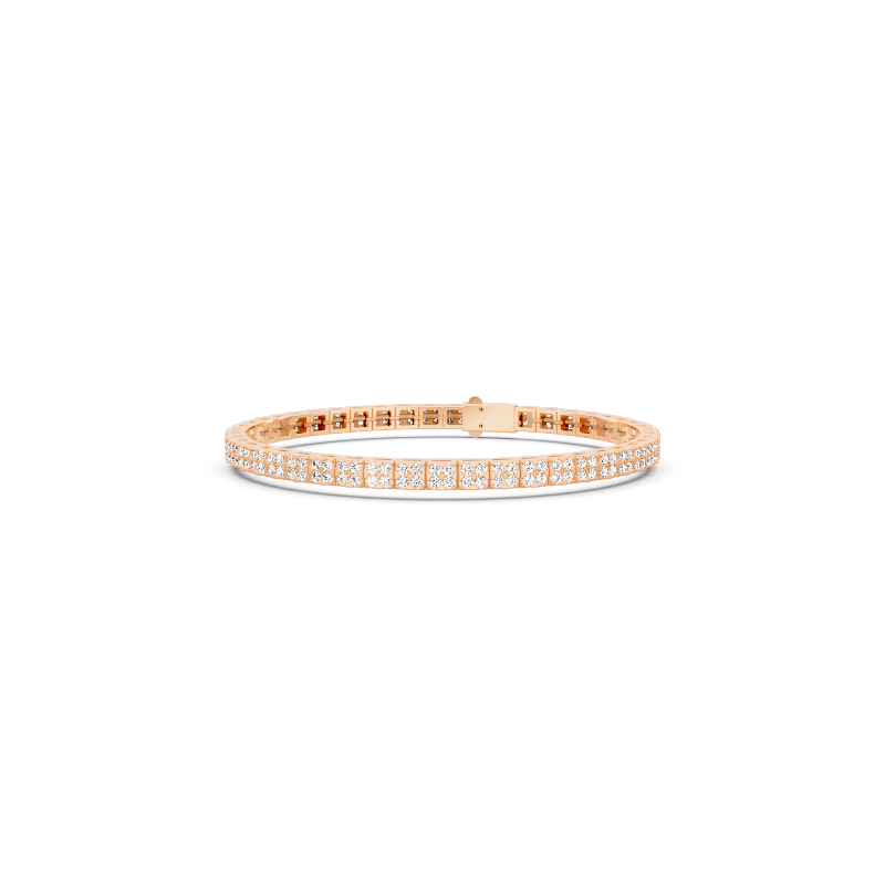 Minimalist Gold Tone Round Brilliant Lab Created Diamond Bracelet for Special Occasion Wear