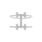 Diamond-Studded Initial “H” Dual Band Ring
